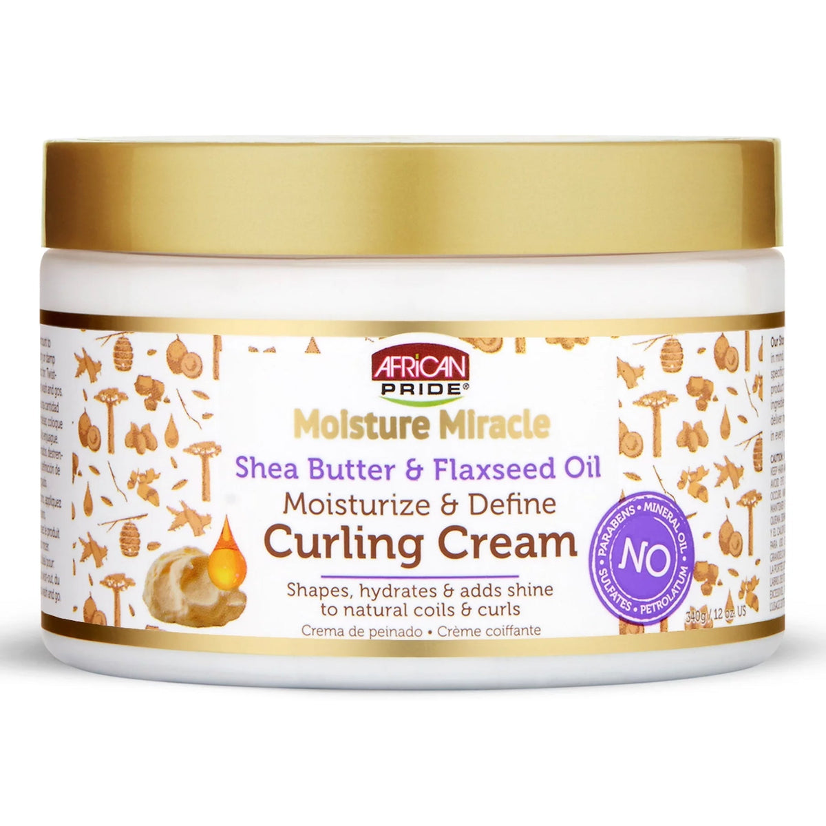 African Pride - Moisture Miracle Shea Butter & Falxseed Oil Moisturize & Define Curling Cream - 340g [USA]