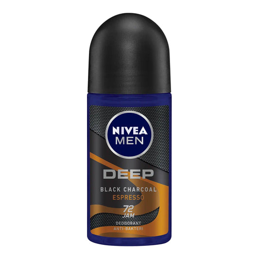 Nivea Men - Deep Black Charcoal Espresso 72H Anti-Bacterial Deodorant Roll On - 50ml