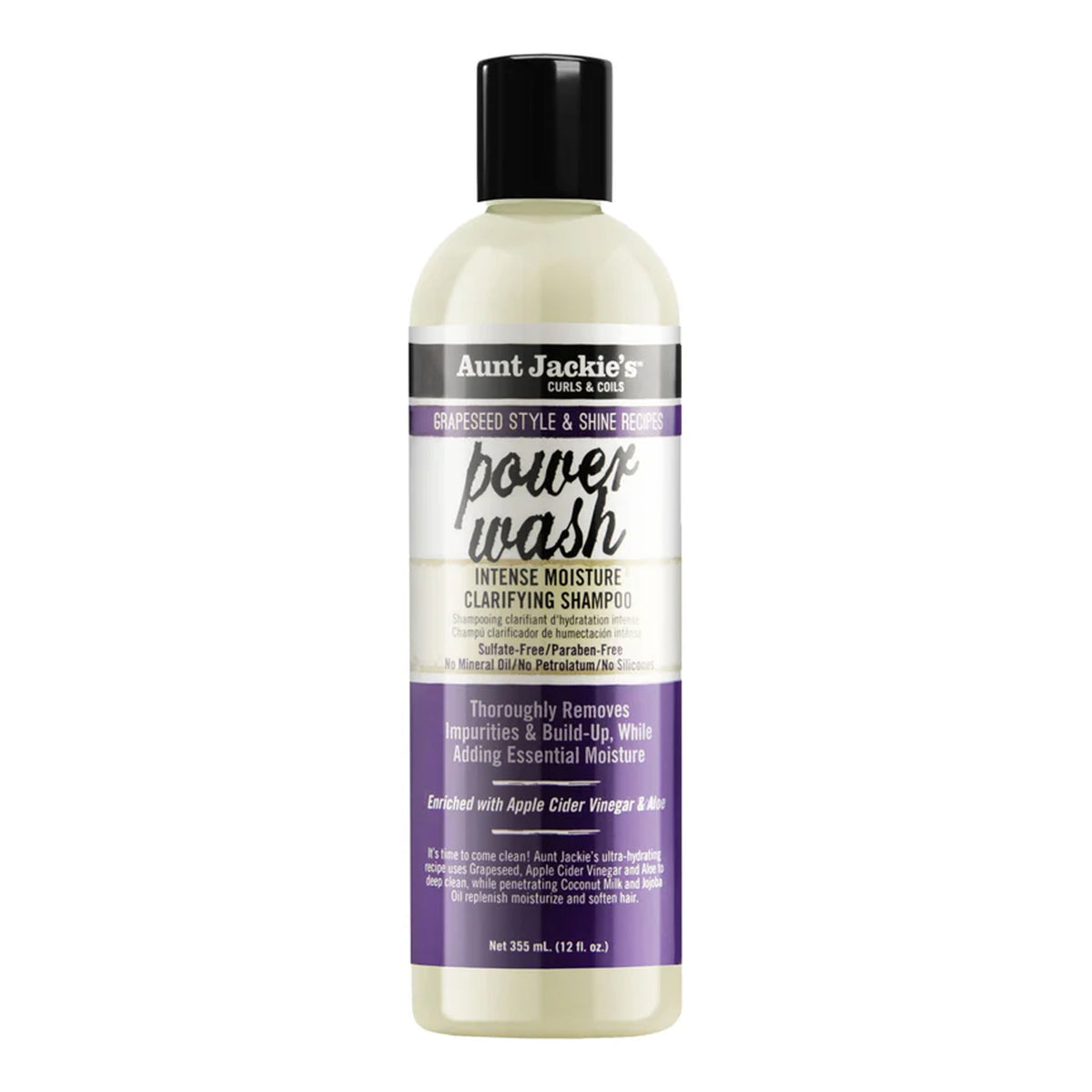 Aunt Jackie's - Power Wash Intense Moisture Clarifying Shampoo Enriched With Apple Cider Vinegar & Aloe - 355ml [USA]