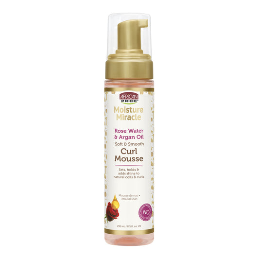African Pride - Moisture Miracle Rose Water & Argan Oil Soft & Smooth Curl Mousse - 251ml [USA]