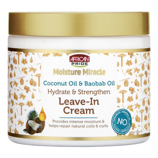 African Pride - Moisture Miracle Coconut Oil & Baobab Oil Hydrate & Strengthen Leave-In Cream - 425g [USA]