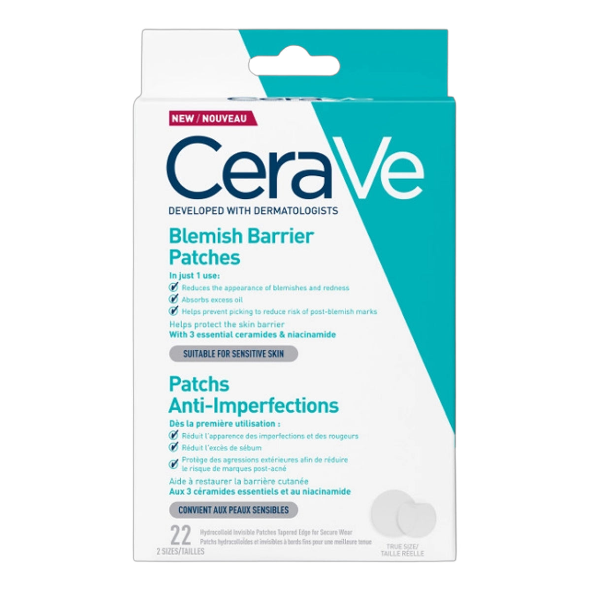 Cerave - Blemish Barrier Patches With 3 Essential Ceramides & Niacinamide Suitable For Sensitive Skin - 22 Patches [Korea]