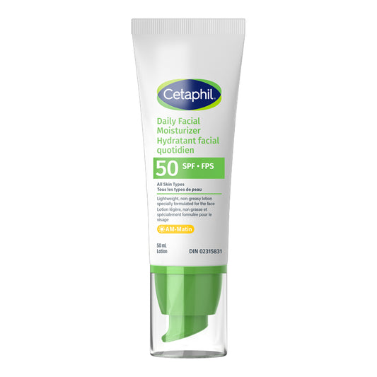 Cetaphil - AM Daily Facial Moisturizer For All Skin Types Broad Spectrum SPF 50 UVA/UVB - 50ml [Canada]