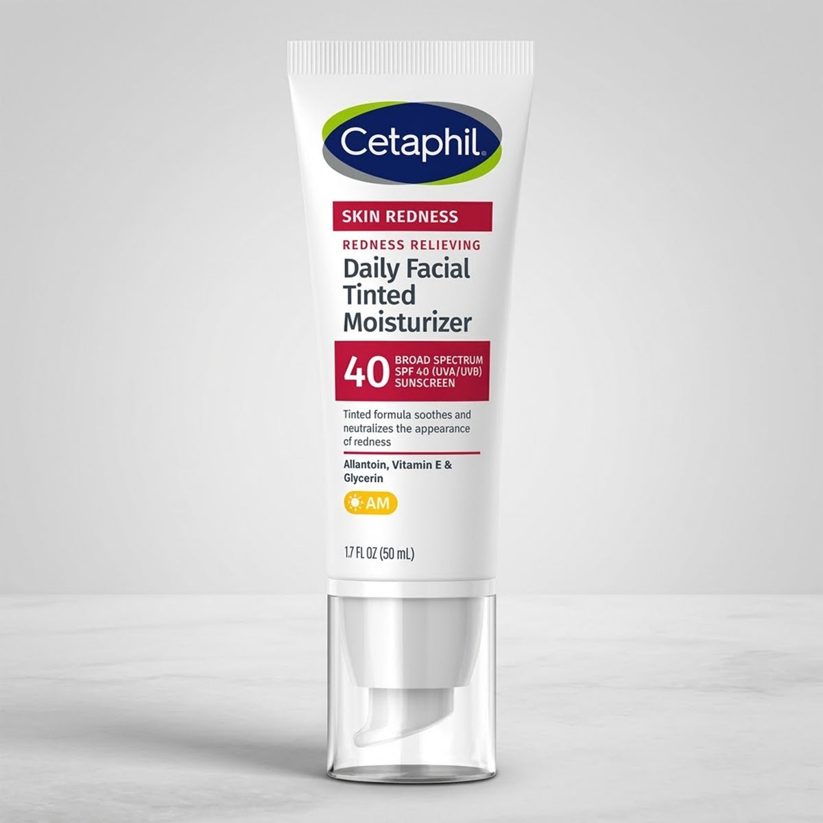 Cetaphil - AM Skin Redness Redness Relieving Daily Facial Tinted Moisturizer With Allantoin, Vitamin E & Glycerin Broad Spectrum SPF 40 UVA/UVB - 50ml [USA]