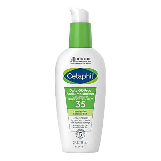 Cetaphil - Daily Oil-Free Facial Moisturizer With Sunscreen Broad Spectrum SPF35 For Combination, Sensitive Skin - 88ml