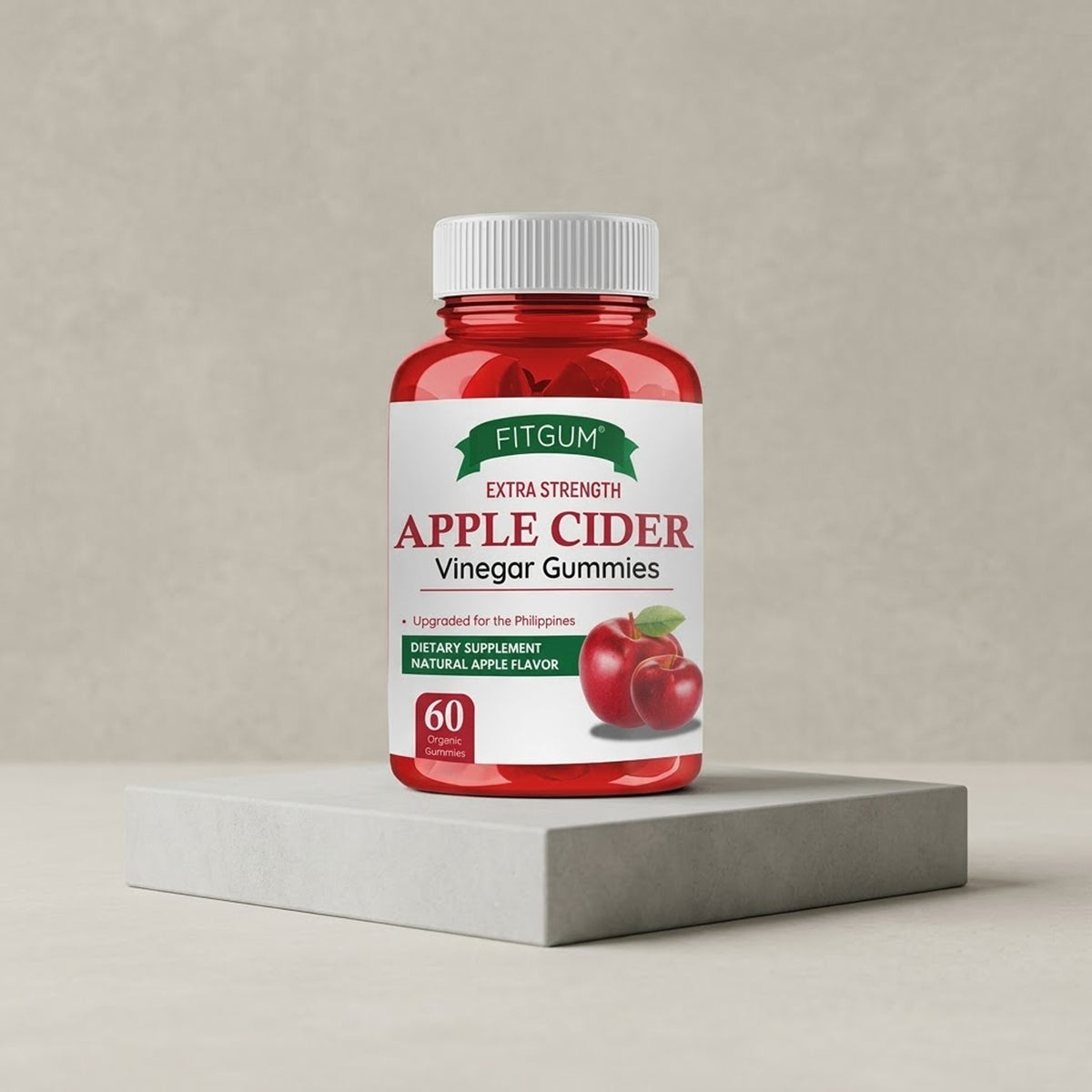 Fitgum - Extra Strength Apple Cider Vinegar Gummies - 60 Organic Gummies [Philippines]