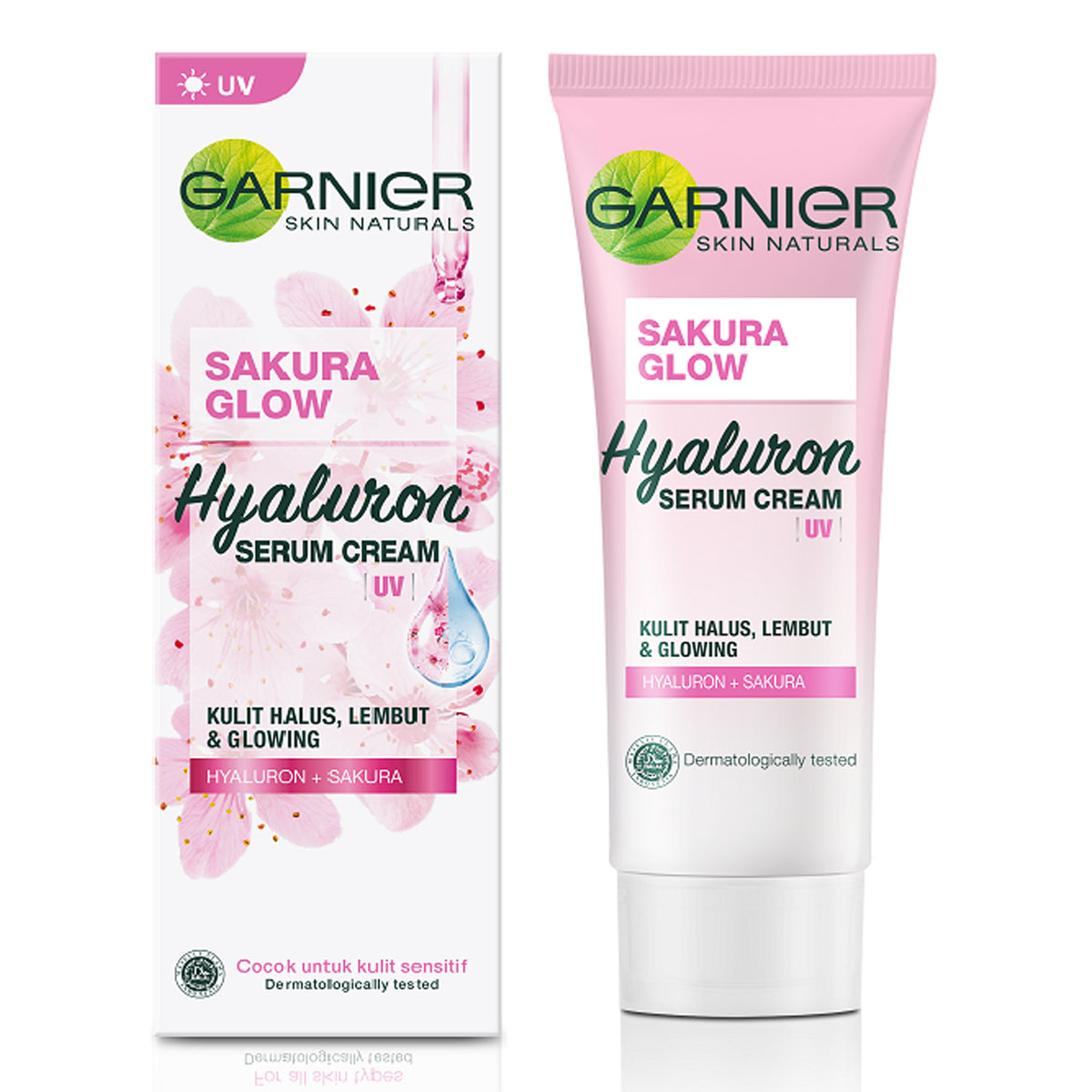 Garnier - Skin Naturals Sakura Glow Hyaluron Serum Cream UV For Sensitive Skin - 40ml [Indonesia]