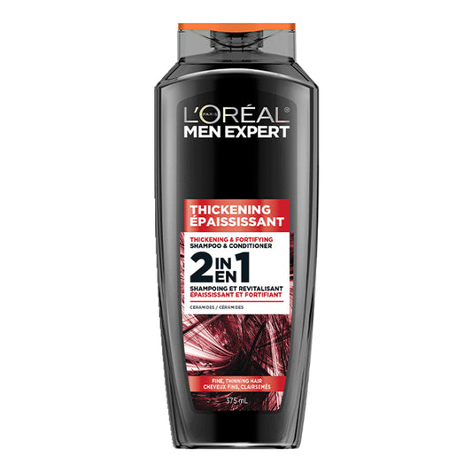 L'Oreal Paris Men Expert - Thickening Thickening & Fortifying 2 In 1  Shampoo & Conditioner With Ceramides For Fine, Thinning Hair - 375ml [USA]