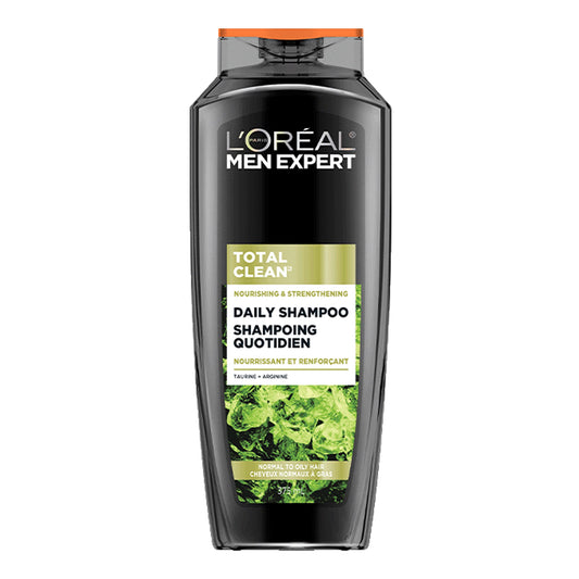 L'Oreal Paris Men Expert - Total Clean Nourishing & Strengthening Daily Shampoo With Taurine + Arginine For Normal To Oily Hair - 375ml [USA]