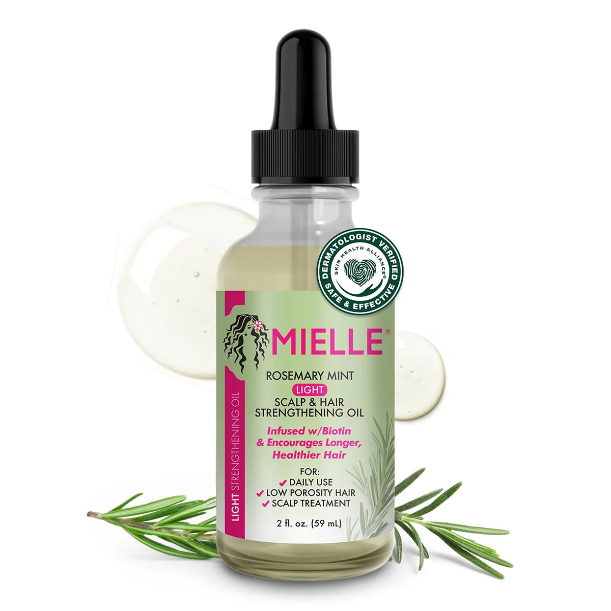 Mielle - Rosemary Mint Light Scalp & Hair Strengthening Oil Infused With Biotin & Encourages Longer, Healthier Hair - 59ml [USA]