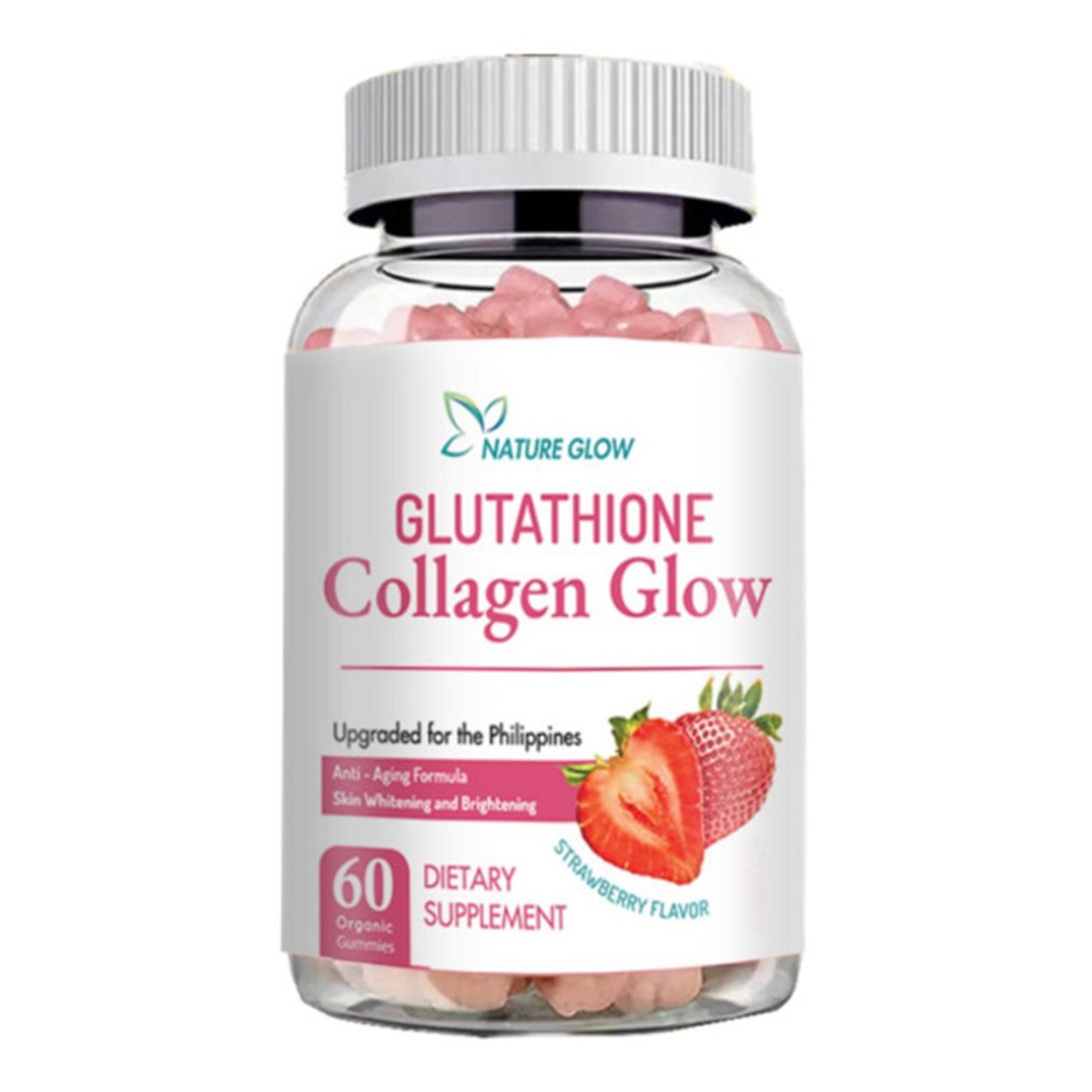 Nature Glow - Glutathione Collagen Glow Strawberry Flavor Gummies - 60 Organic Gummies