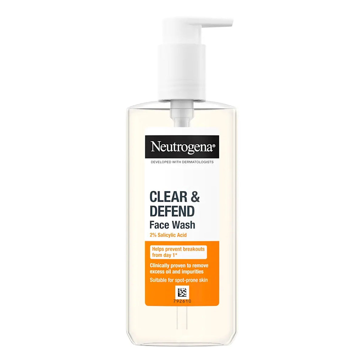 Neutrogena - Clear & Defend 2% Salicylic Acid Oil-Free Face Wash Suitable For Spot-Prone Skin - 200ml [Greece]