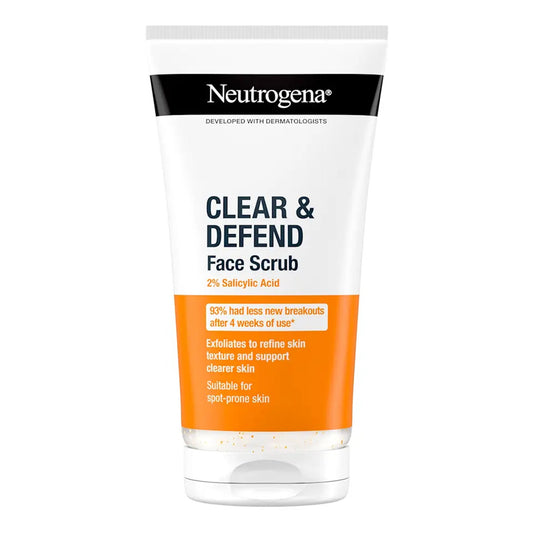 Neutrogena - Clear & Defend 2% Salicylic Acid Face Scrub Suitable For Spot-Prone Skin - 150ml [France]