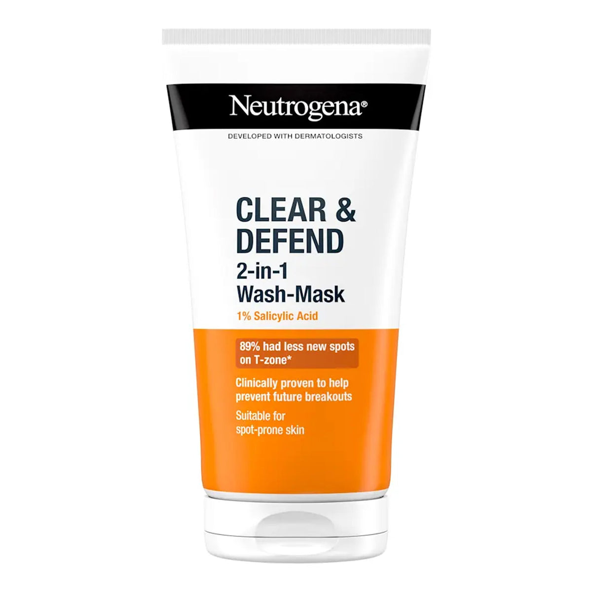 Neutrogena - Clear & Defend 1% Salicylic Acid 2 In 1 Wash-Mask Suitable For Spot-Prone Skin - 150ml [France]
