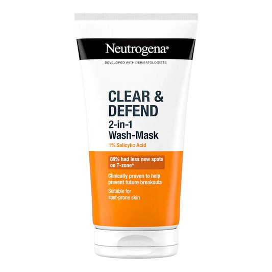 Neutrogena - Clear & Defend 1% Salicylic Acid 2 In 1 Wash-Mask Suitable For Spot-Prone Skin - 150ml [France]