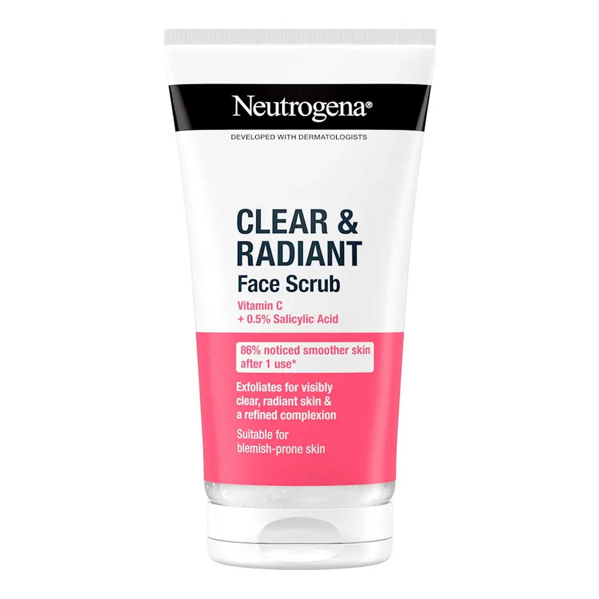 Neutrogena - Clear & Radiant Vitamin C + 0.5% Salicylic Acid Face Scrub Suitable For Blemish-Prone Skin - 150ml [France]