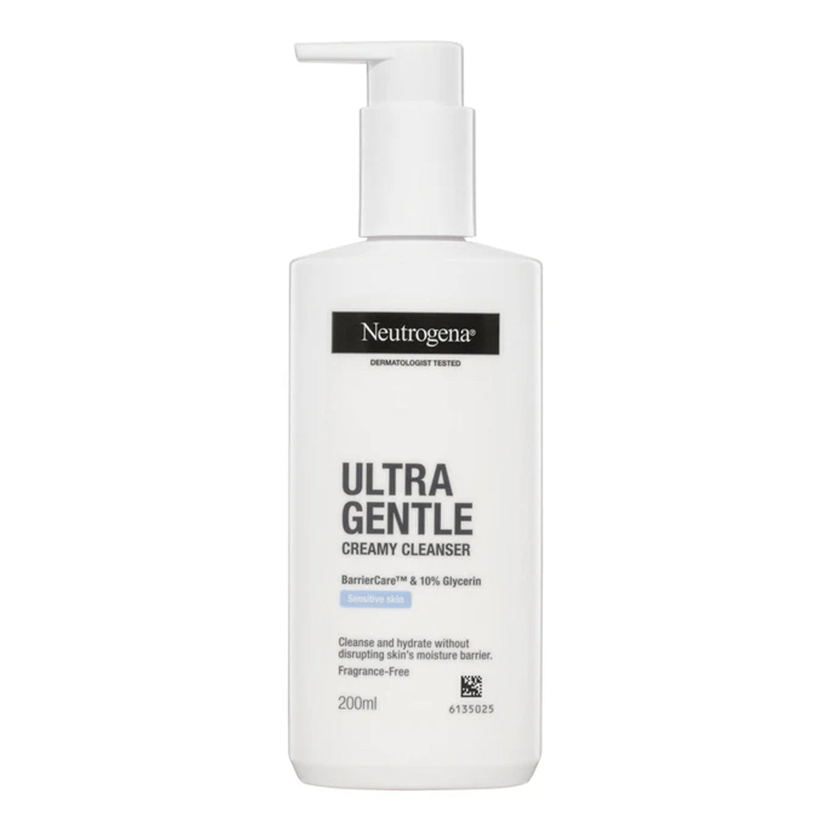 Neutrogena - Ultra Gentle Fragrance-Free Creamy Cleanser With Barrier Care & 10% Glycerin For Sensitive Skin - 200ml [Thailand]