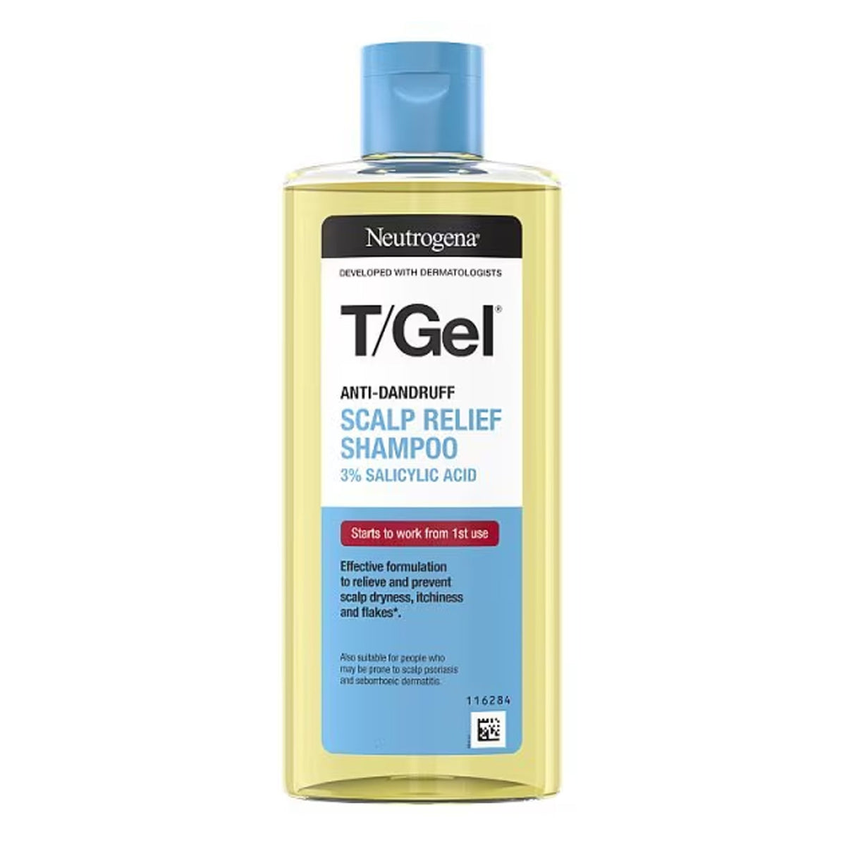 Neutrogena - T/Gel 3% Salicylic Acid + 0.75% Piroctone Olamine Fragrance-Free Anti-Dandruff Scalp Relief Shampoo Suitable For Color-Treated Hair - 250ml [Greece]