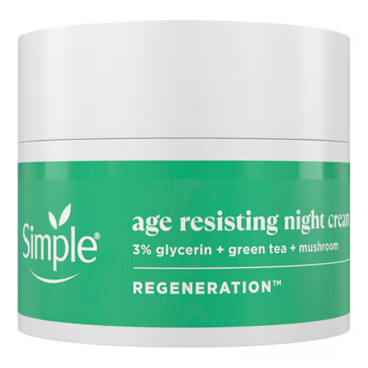 Simple - Regeneration Age Resisting Night Cream With 3% Glycerin + Green Tea + Mushroom For All Skin Types, Including Sensitive - 50ml [Hungary]