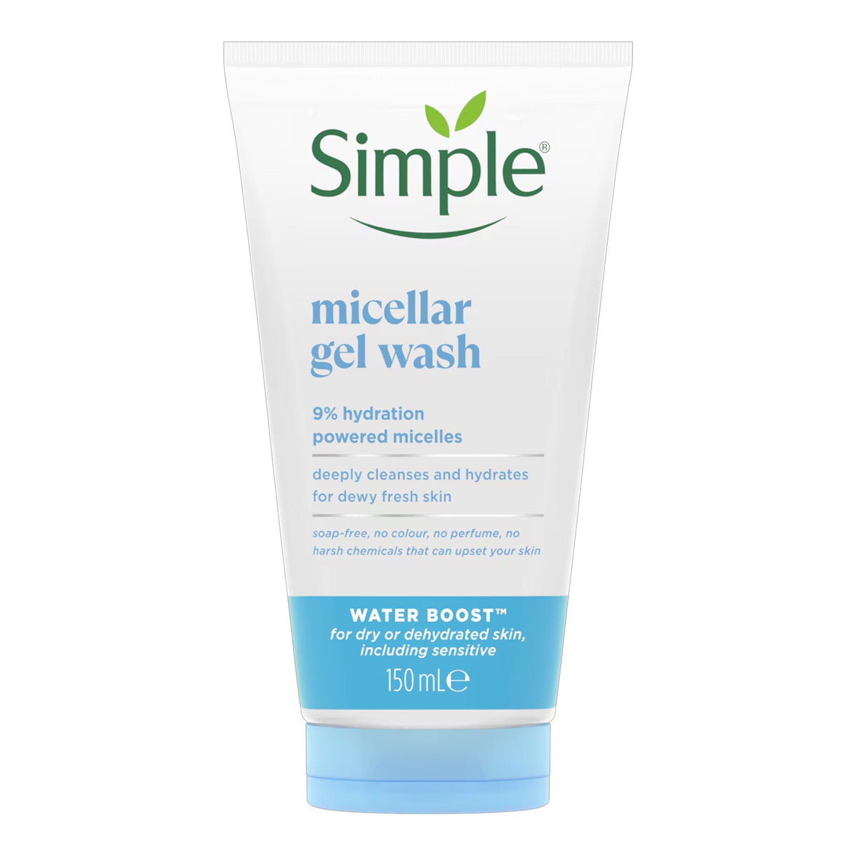 Simple - Water Boost Micellar Gel Wash With 9% Hydration Powered Micelles For Dry Or Dehydrated Skin, Including Sensitive - 150ml [Poland]
