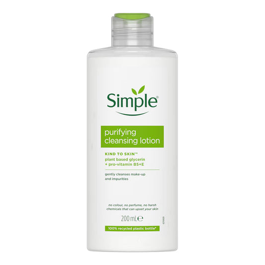 Simple - Kind To Skin Purifying Cleansing Lotion With Plant Based Glycerin + Pro-Vitamin B5+E - 200ml [Poland]