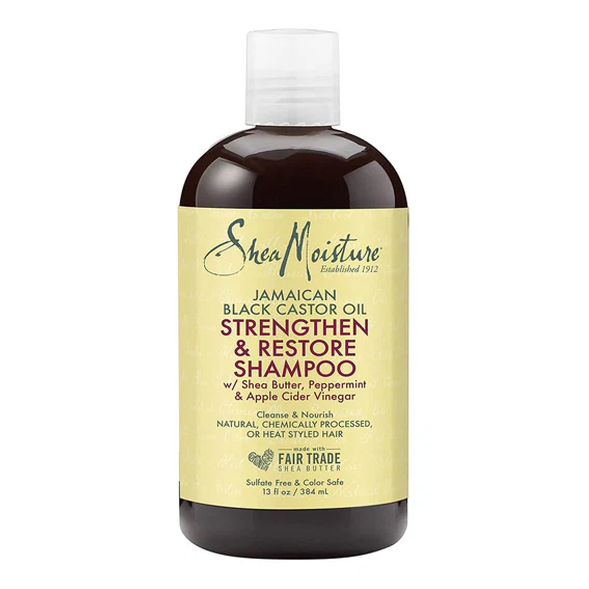 Shea Moisture - Jamaican Black Castor Oil Strengthen & Restore Sulfate-Free Shampoo With Shea Butter, Peppermint & Apple Cider Vinegar - 384ml [USA]