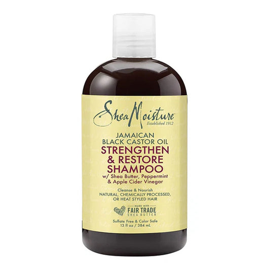 Shea Moisture - Jamaican Black Castor Oil Strengthen & Restore Sulfate-Free Shampoo With Shea Butter, Peppermint & Apple Cider Vinegar - 384ml [USA]