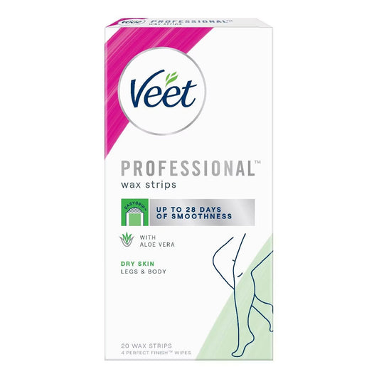 Veet - Professional Wax Strips With Aloe Vera For Dry Skin - 20 Wax Strips [France]